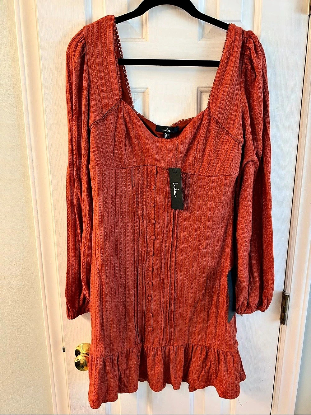 Lulus Rust Orange Long Sleeve Mini Dress Orange XL